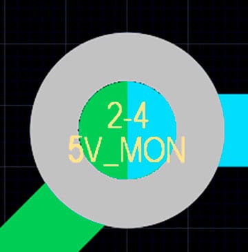 A skip microvia that connects a trace from layer 2 to layer 4.