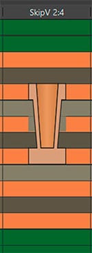 A skip microvia that connects a trace from layer 2 to layer 4.